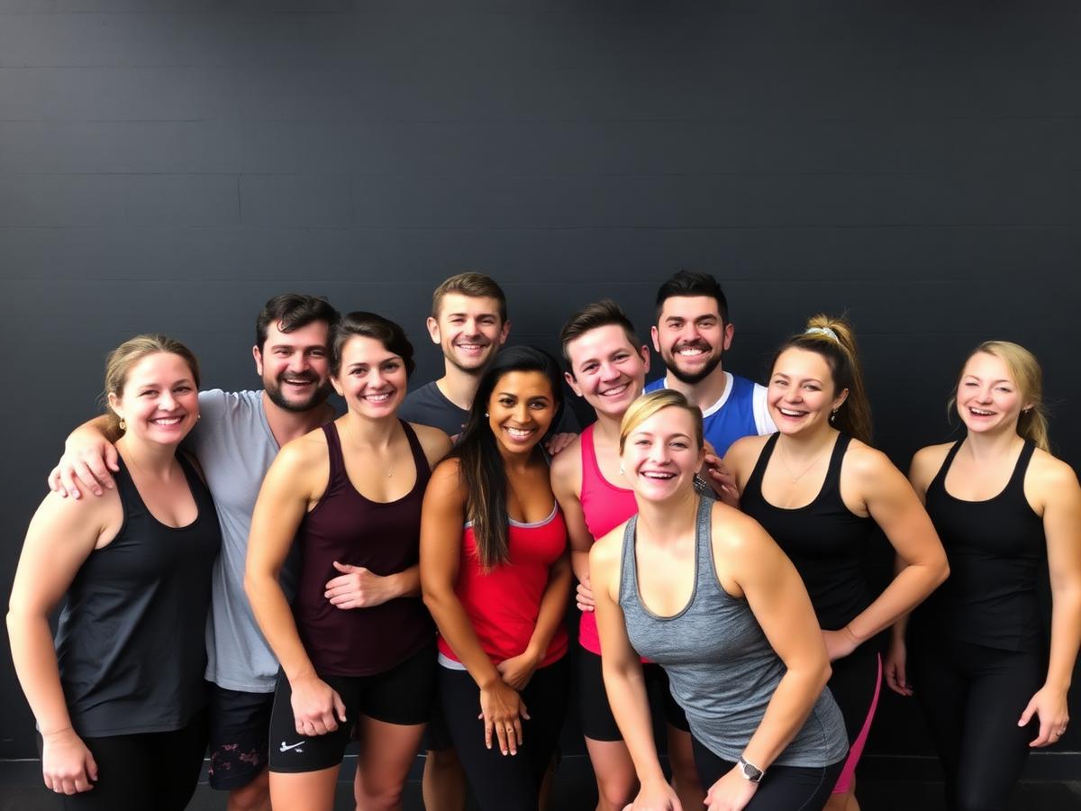 Alunos e equipe reunidos após um evento na SkyFit Egas